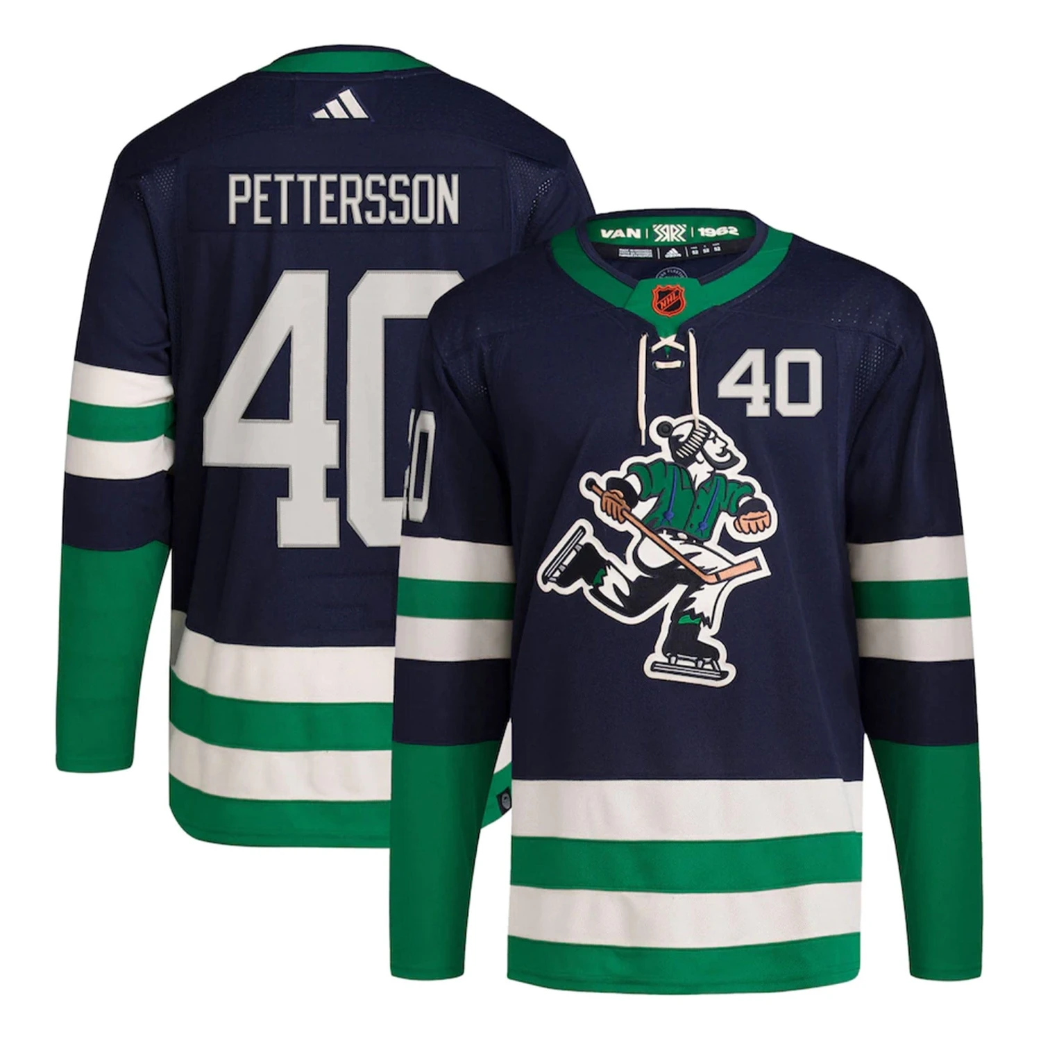 Vancouver Canucks Adidas PrimeGreen Reverse Retro Senior Jersey - Elias Pettersson 3 Vancouver Canucks Adidas PrimeGreen Reverse Retro Senior Jersey - Elias Pettersson
