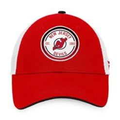 New Jersey Devils Fanatics Iconic Gradient Structured Trucker Hat -Hockey Sales Shop fanatics hats new jersey devils fanatics iconic gradient structured trucker hat osfa 30358560768066