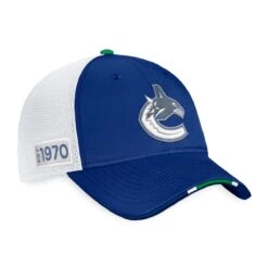 Vancouver Canucks Fanatics Authentic Pro Draft Structured Trucker Hat -Hockey Sales Shop fanatics hats vancouver canucks fanatics authentic pro draft structured trucker hat osfa 30365708156994
