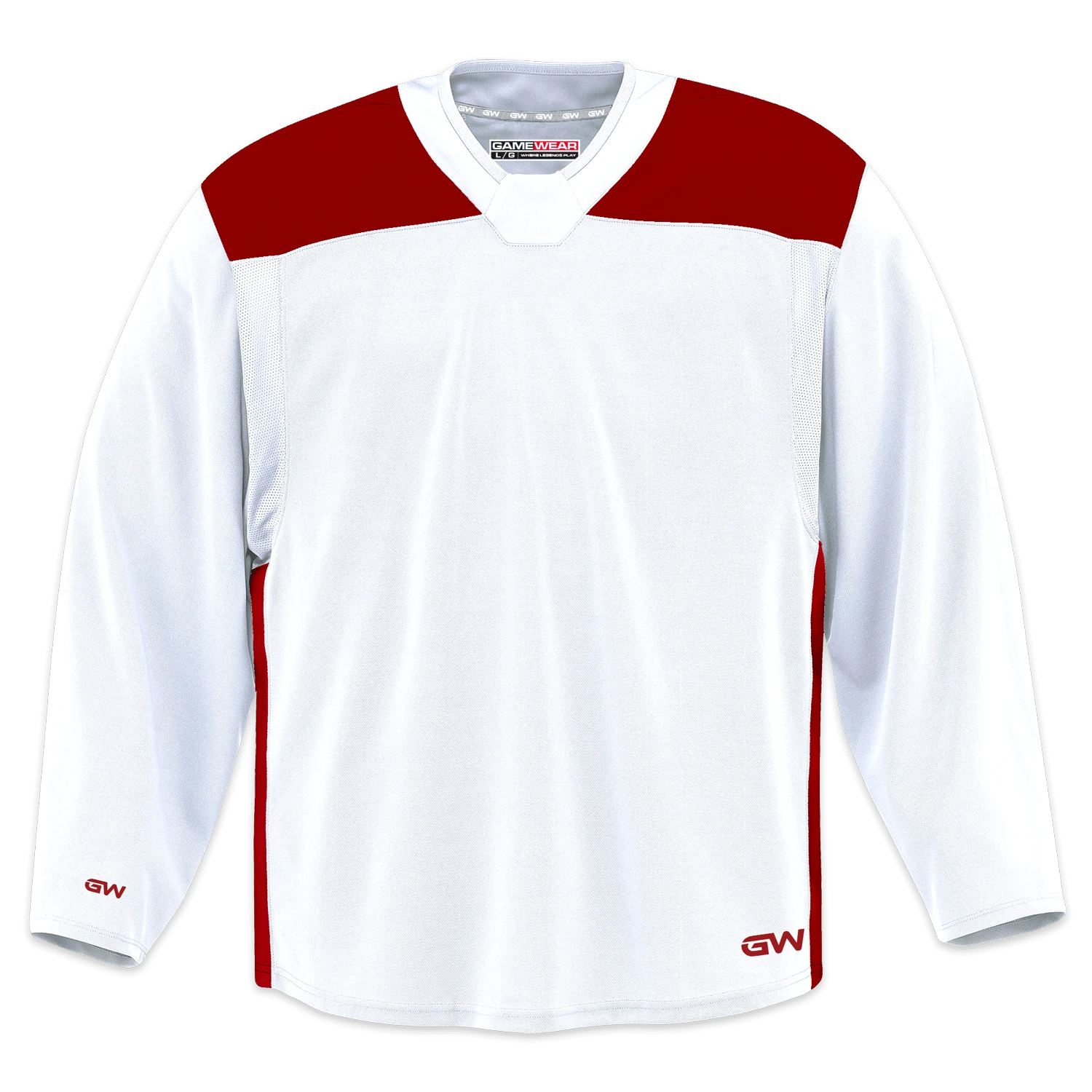 GameWear GW6500 ProLite Series Junior Hockey Practice Jersey - White / Red 3 GameWear GW6500 ProLite Series Junior Hockey Practice Jersey - White / Red