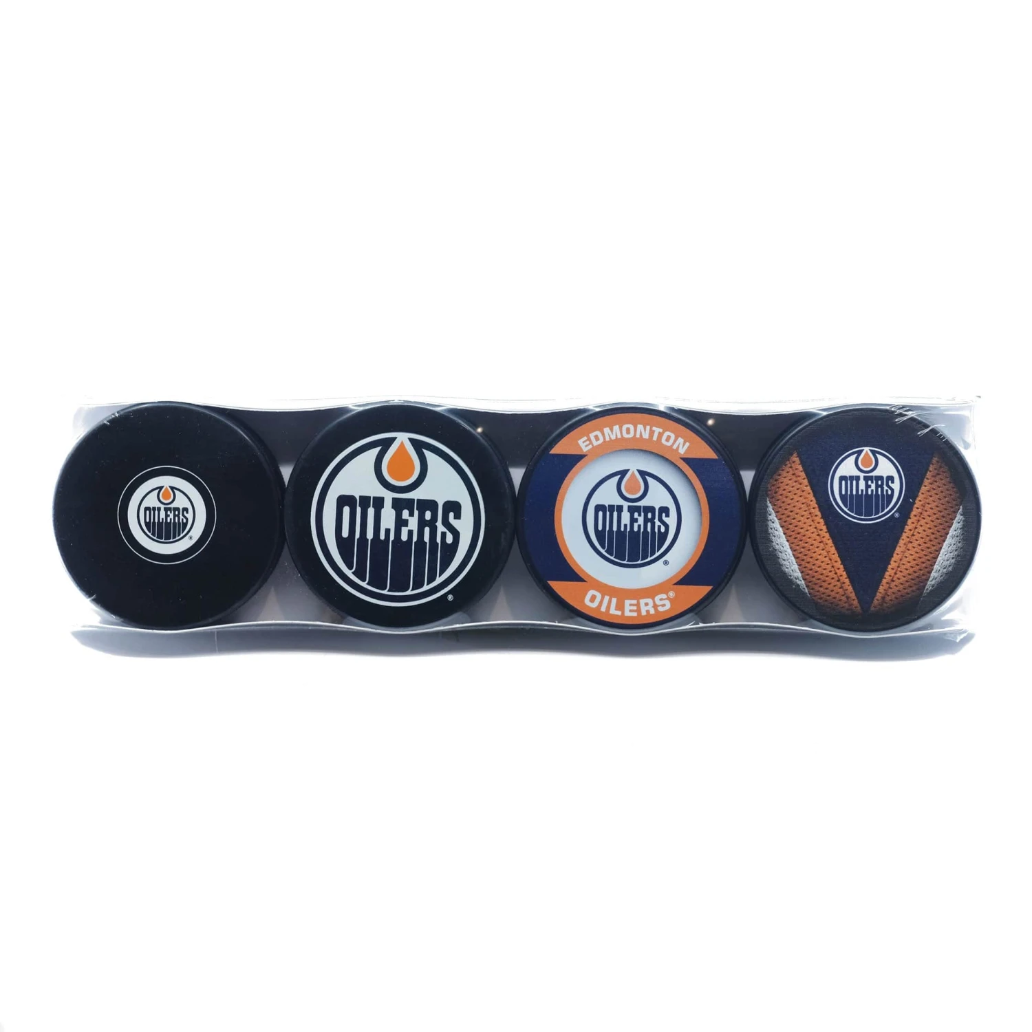 Edmonton Oilers Inglasco NHL Logo Hockey Puck (4 Pack) 3 Edmonton Oilers Inglasco NHL Logo Hockey Puck (4 Pack)