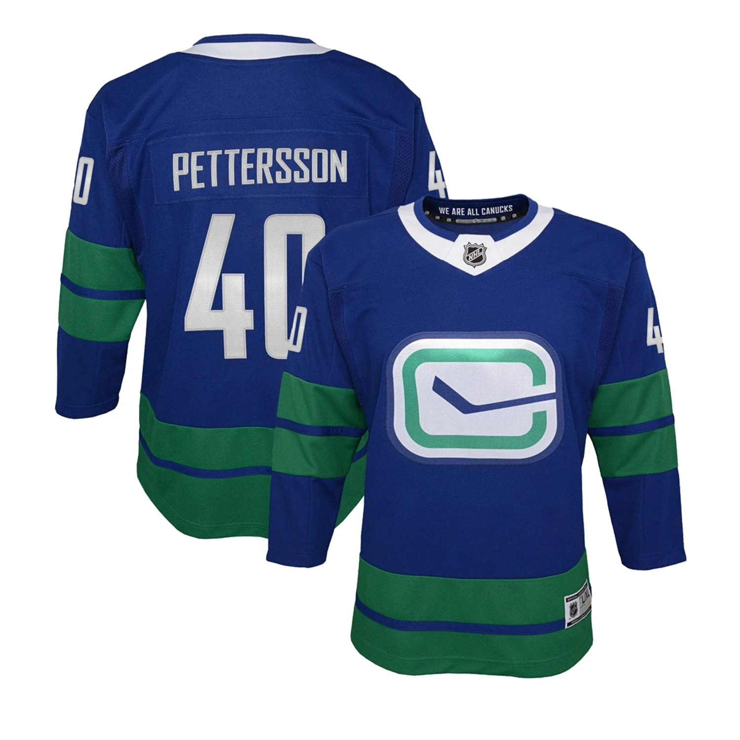Vancouver Canucks Alternate Outer Stuff Premier Junior Jersey - Elias Pettersson 3 Vancouver Canucks Alternate Outer Stuff Premier Junior Jersey - Elias Pettersson